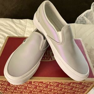 VANS slip on NEW Men’s 4.5 women’s 6 light lavender gray with iridescent sheen
